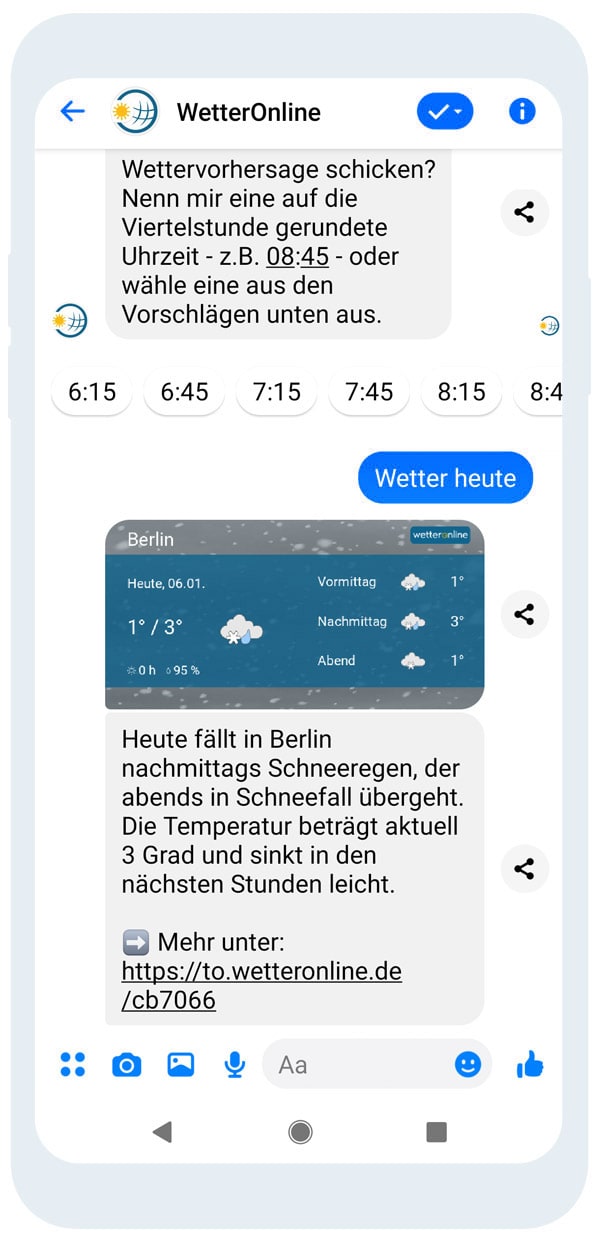 Wetterinfos über den Messenger abonnieren