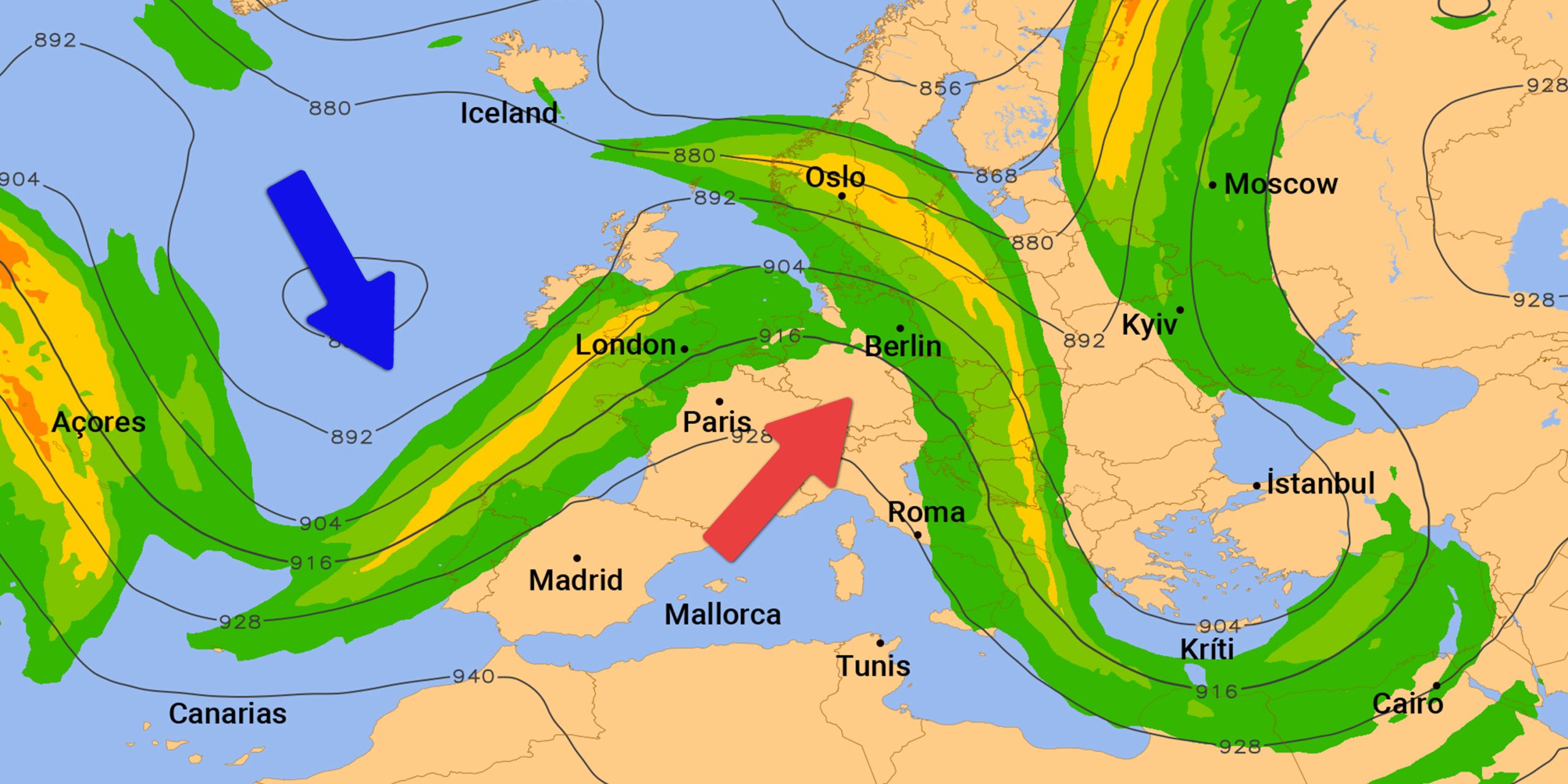 Verlauf des Jetstreams